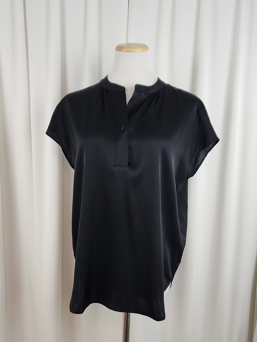 Quince Washable Stretch Silk Dolman Sleeve Blouse Black Size Medium